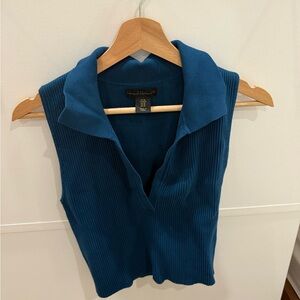 House of Harlow 1960 Teal Sleeveless Collared Blouse